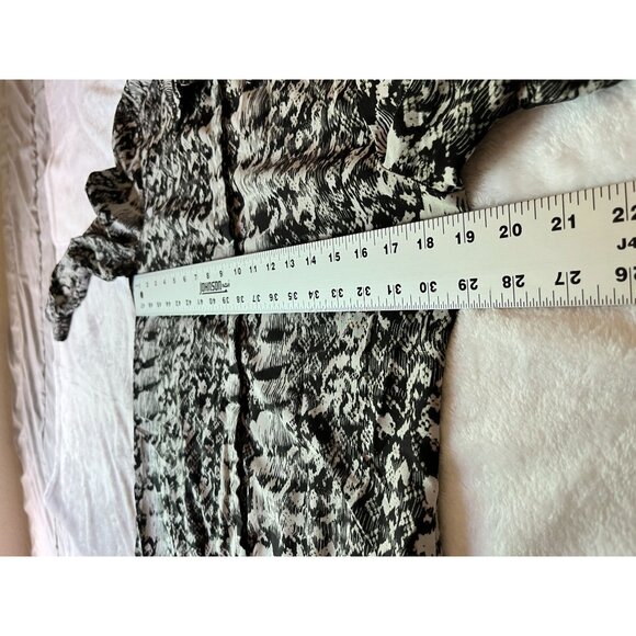 Reiss Womens Black & White Abstract Button-Up Blouse Size 6 Long Sleeve Casual - Picture 5 of 9